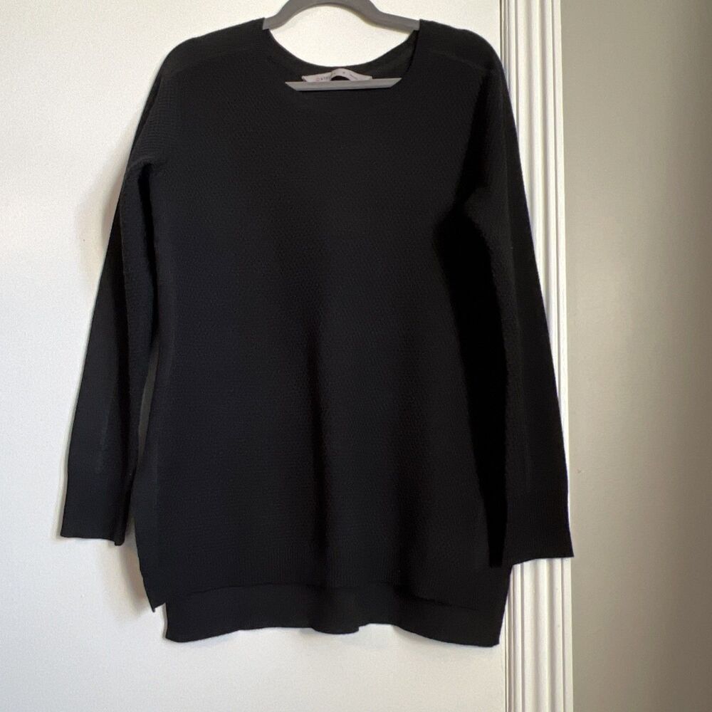 Athleta Size M Sweater Women's Polyester Merino Extra Fine Wool Black GOOD